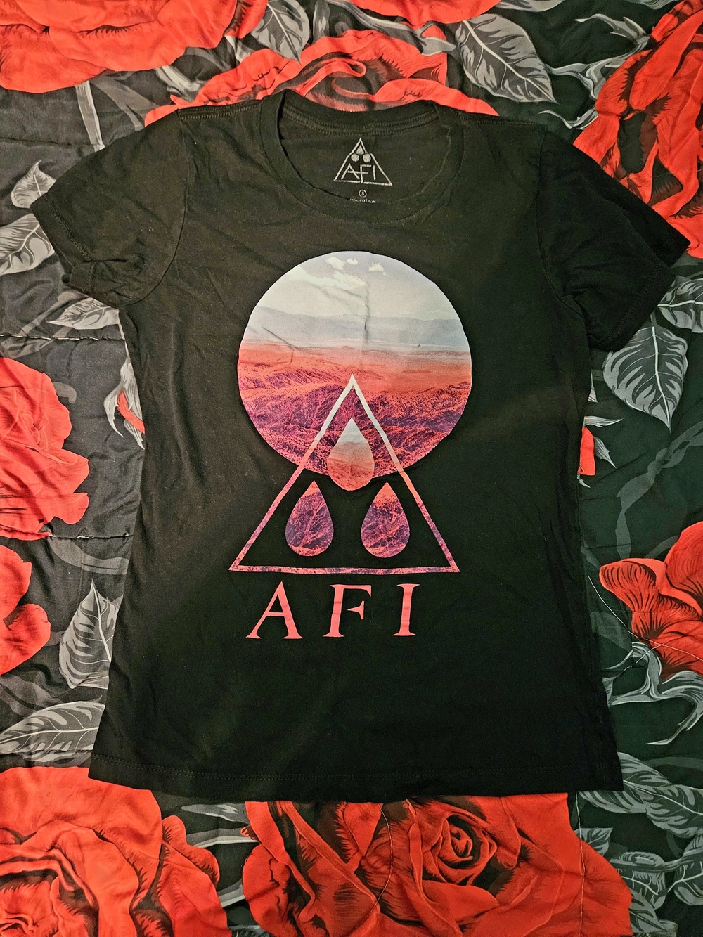 Women's AFI Black Graphic Band Concert Tour Tee Size S